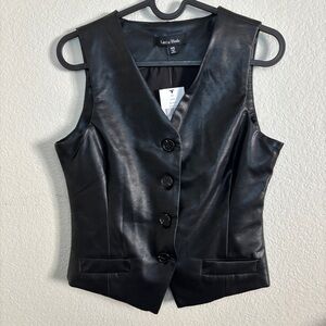 Women's Black Leather Vest